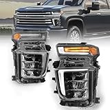 VLINCAR LED Headlight Assembly Compatible with Chevy Silverado 2500HD 3500HD 2020 2021 2022 2023 (ONLY FOR LED MODEL) Factory Replacement Head Light Lamp Driver & Passenger Side