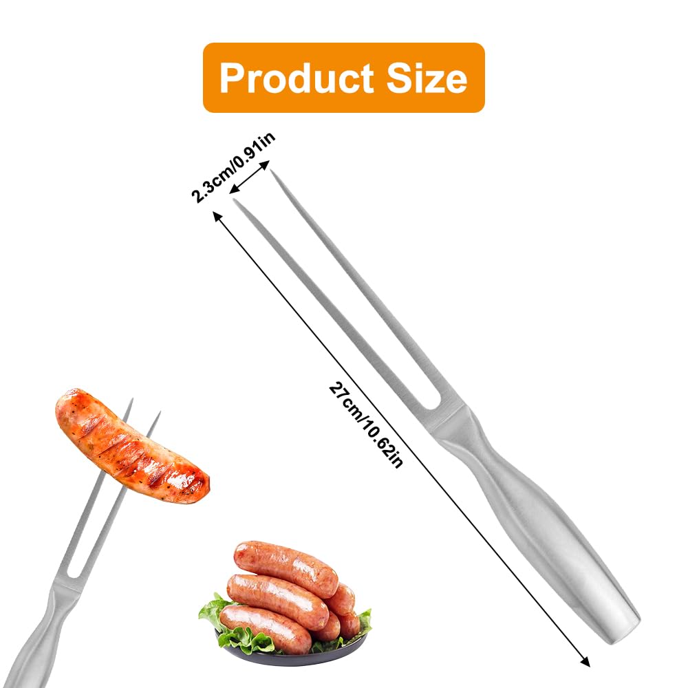 Tenedor De Carne De Acero Inoxidable, 27×2,3cm Tenedors De Calidad para Servir Carne, Tenedores para Servir Carnes Y Trinchar para Filete De Ternera, Chuletas De Cordero, Salchichas, Pescado, Gambas
