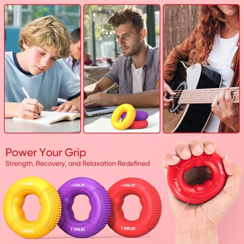 Image of FitBeast Grip Strength Trainer, Finger Exerciser, Stress Balls for Adults 6-Piece Set, Hand Therapy for Strength, Recovery & Stress Relief, Forearm Strengthener for Men, Women & Seniors