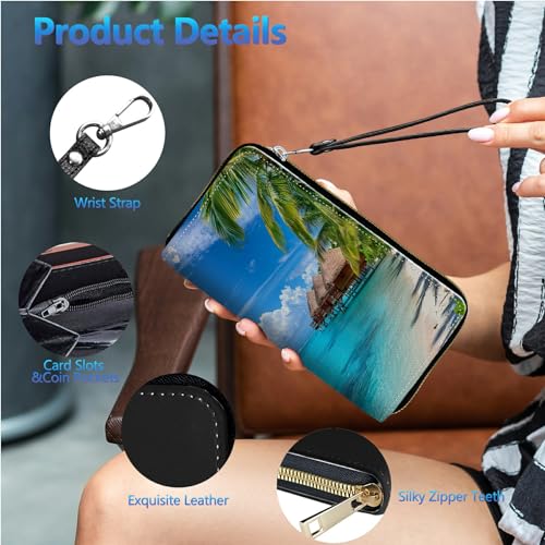 Image of Womens Wallet PU Leather Wristlet Wallets for Women, Large Capacity Lady Fashion Wallet Card Holder Zipper Wallet