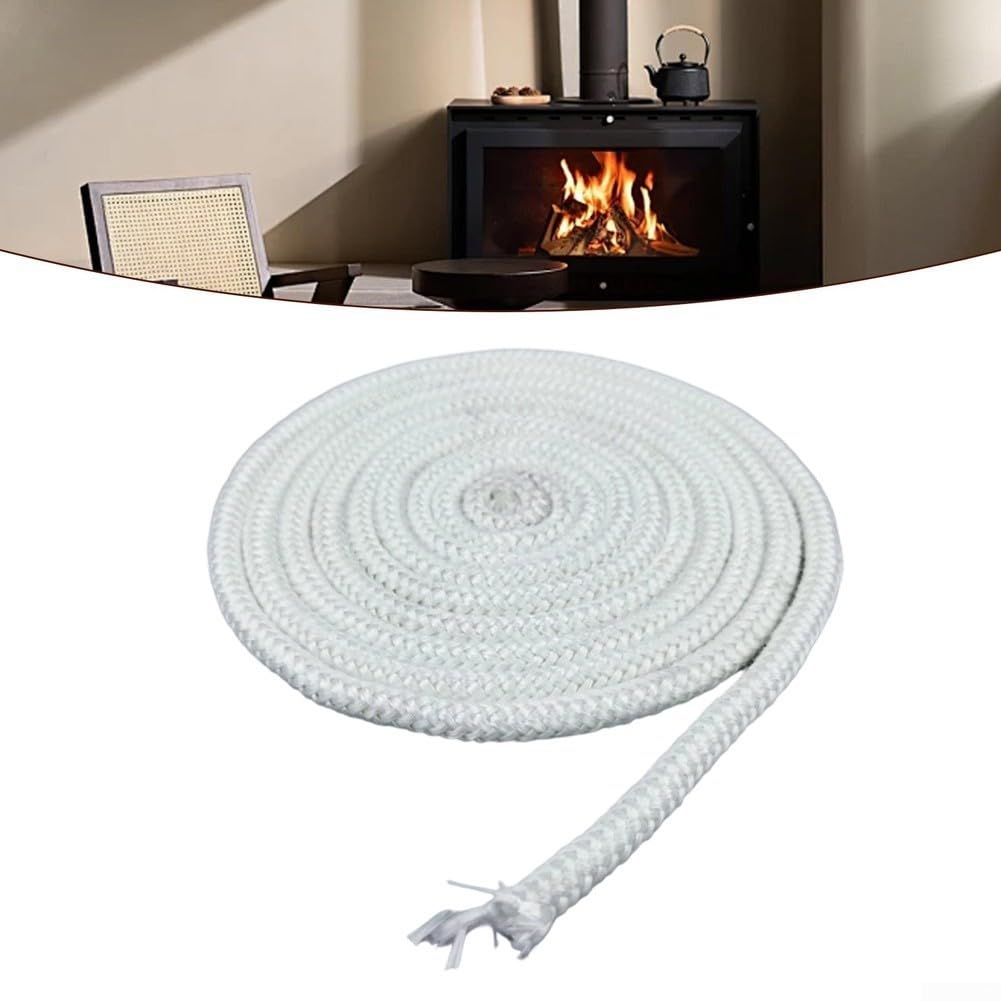 Corda resistente al calore, Corda sigillante in fibra di vetro bianca, apparecchi riscaldamento resistenti alle alte temperature, dimensioni multiple(20mm*2.5m)