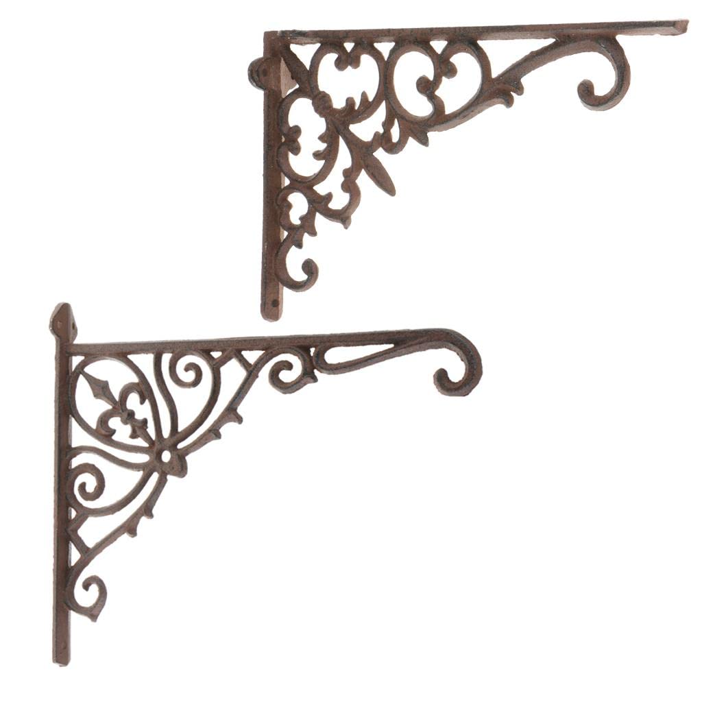 Antique Vintage Style Heavy Duty Cast Iron Shelf Bracket Wall Mounted S-image-22