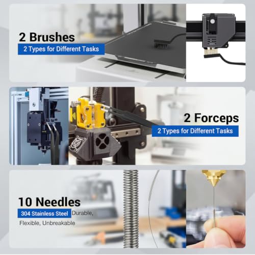 Image of Serplex 3D Printer Tools Kit with Nozzle Cleaning Needles Deburring Tools Scraper Files Tweezers and Printing Accessories for FDM and SLA 3D Printers