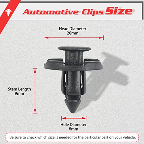 Image of OTUAYAUTO 100PCS Push Type Retainer Bumper Clips, 8mm Fender Liner Clips Replacement for Nissan, Infiniti - Trim Rivet Body Fasteners Replace OEM: 01553-09321