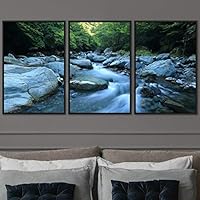 3 Piece Framed Canvas Wall Art Forest Rivers Canvas Prints Home Artwork Decoration for Living Room,Bedroom - 16