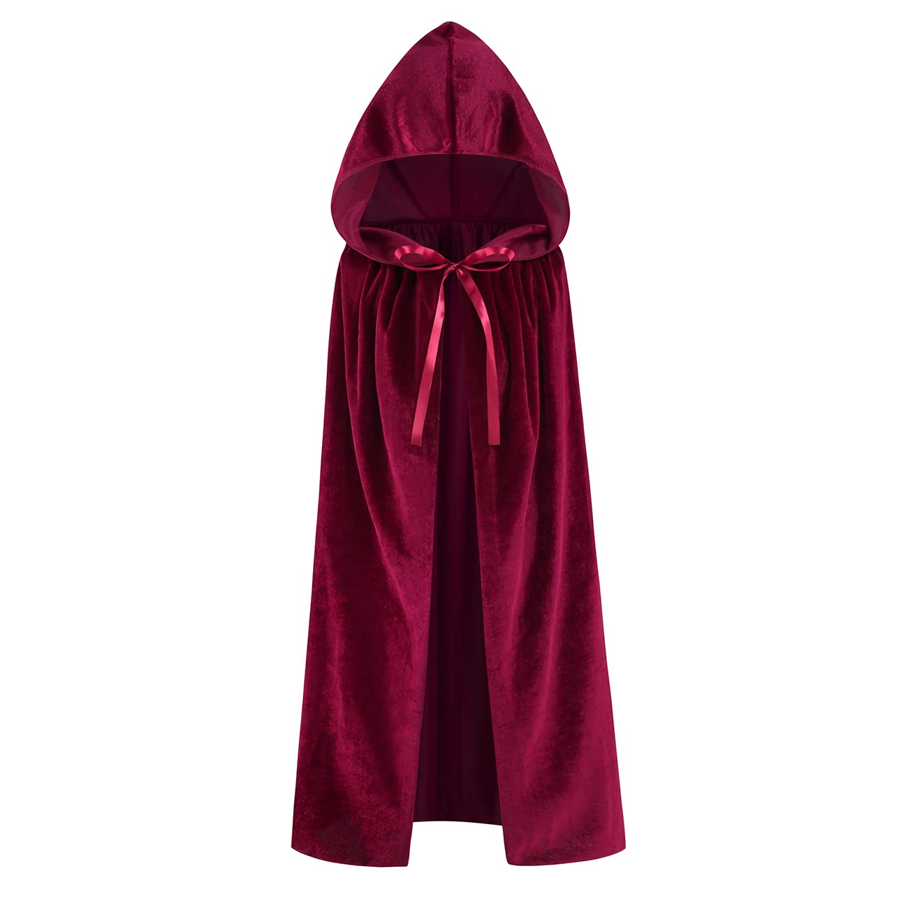 Regenboog Burgundy Velvet Cape with Hood,Kids Burgundy Cloak,Short Velvet Cape Women,Christmas Halloween Costumes,Masquerade,witch Cape,Wizard Cape Adult,100cm - Image 2