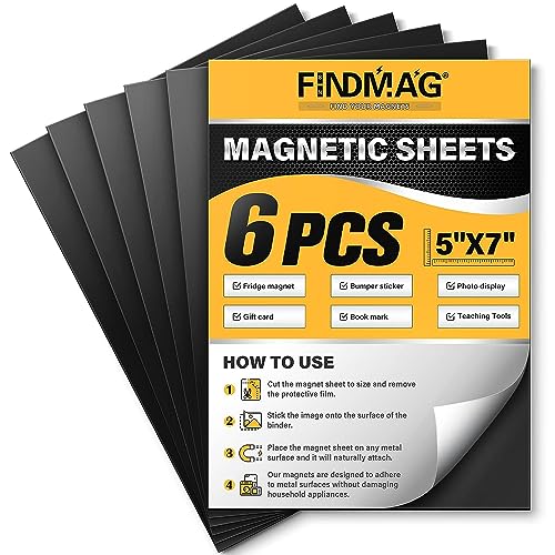 Magnetic Sheets Magnetic Sheets with Adhesive Backing Magnets for Crafts 6 Pack 5 x 7 inches Flexible Self Adhesive Magnet Sheets for Picture Art or DIY Creates Your Own Favorite Fridge Magnets