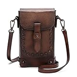 Montana West Crossbody Handbag Genuine Leather Shoulder Bag Mini Vintage Cell Phone Purse for Women Dark Brown MWG02-9062_CF