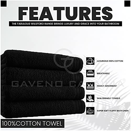 Luxury Egyptian Cotton Large Bath Towels - 4 Pack Black - Image 2
