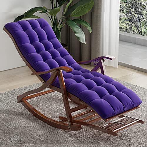 WWERTYY Sillón reclinable Plegable de ratán y Madera con reposapiés y Acolchado Suave - Sillón de Patio, Mecedora Relajante con Plataforma de Masaje de pies
