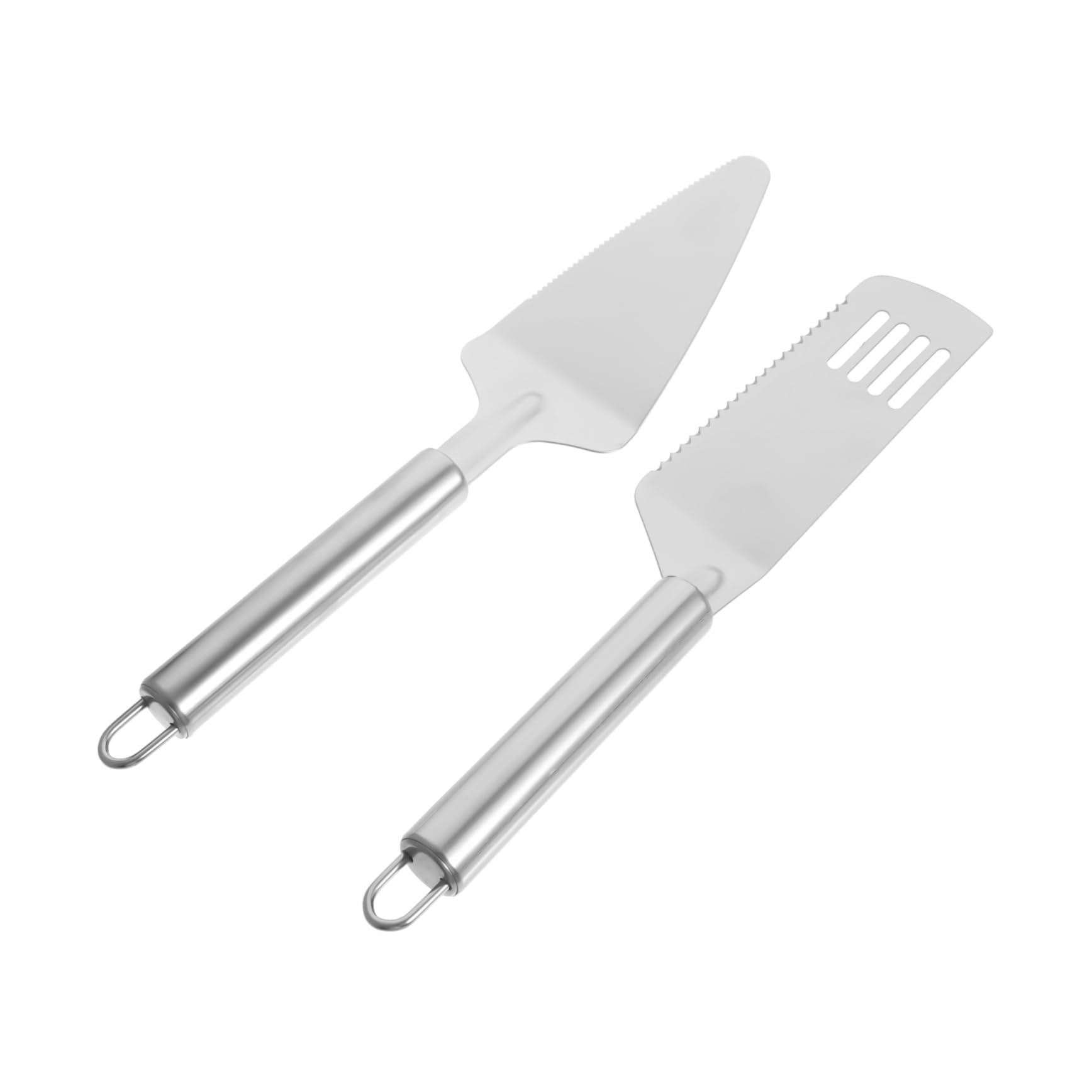 BRIGHTFUFU Stainless Steel Pizza Shovel Cake Knife 2pcs Set Easy to Clean Ergonomic Handle Kitchen Baking Tool