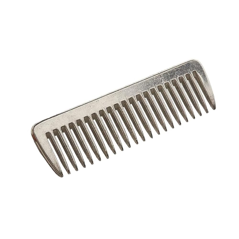Peigne de toilettage en métal pour cheval - Portable - Pour nettoyer les poils et enlever les nœuds de sous-poil (argenté)