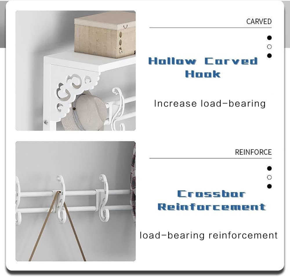 Industrial Coat Tree Tall Entryway Coat Stand with Shoe Rack and Bench Free Standing with Removable Hooks for Living Room Hallway Bedroom Entranc