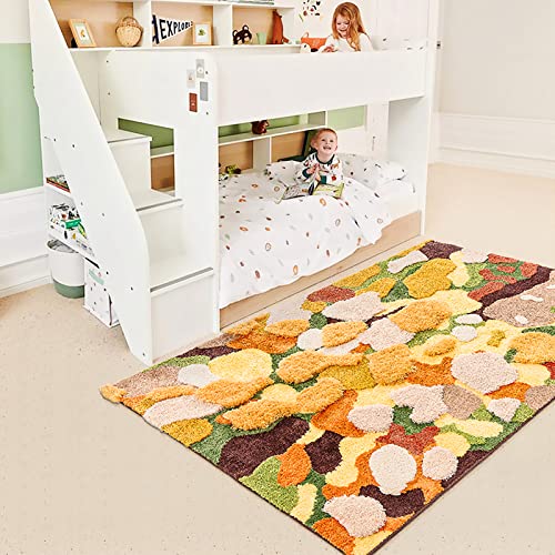 Colorful Moss Rug for Living Room 3D Shag Moss Area Rugs for Home Decor Non Slip Washable Kids Play Rug Bedroom Carpet 78.7''x55''