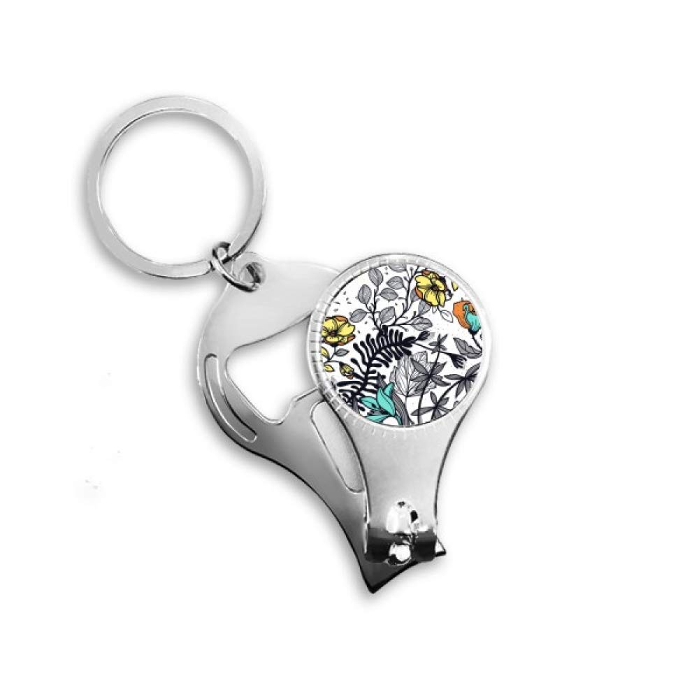 Pince coupe-ongles décapsuleur porte-clés motif camélia art moderne