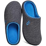Men's Two-Tone Memory Foam Slipper - Dark Gray/Blue Large - UK 10-11