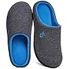 VeraCosy Men’s Two-Tone Memory Foam House Slippers Indoor Outdoor Durable Rubber Sole