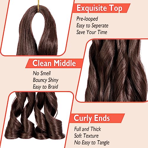8 Packs French Curly Braiding Hair 22 Inch Pre Stretched Braiding Hair Loose Wave Spiral Curl Braids Crochet Hair with Curly Ends for Black Women by Originea (22 Inch - Image 3