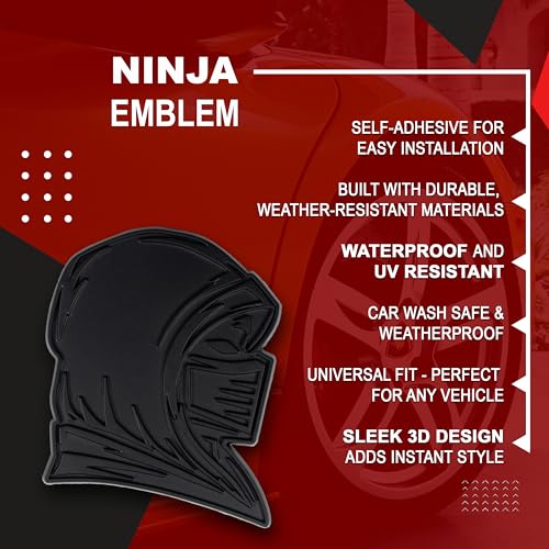 Image of Ninja Emblem, Custom 3D Car Badge - Universal Exterior Accessories for Car, Truck, SUV, Motorcycle (Set of 2) (Matte Black)