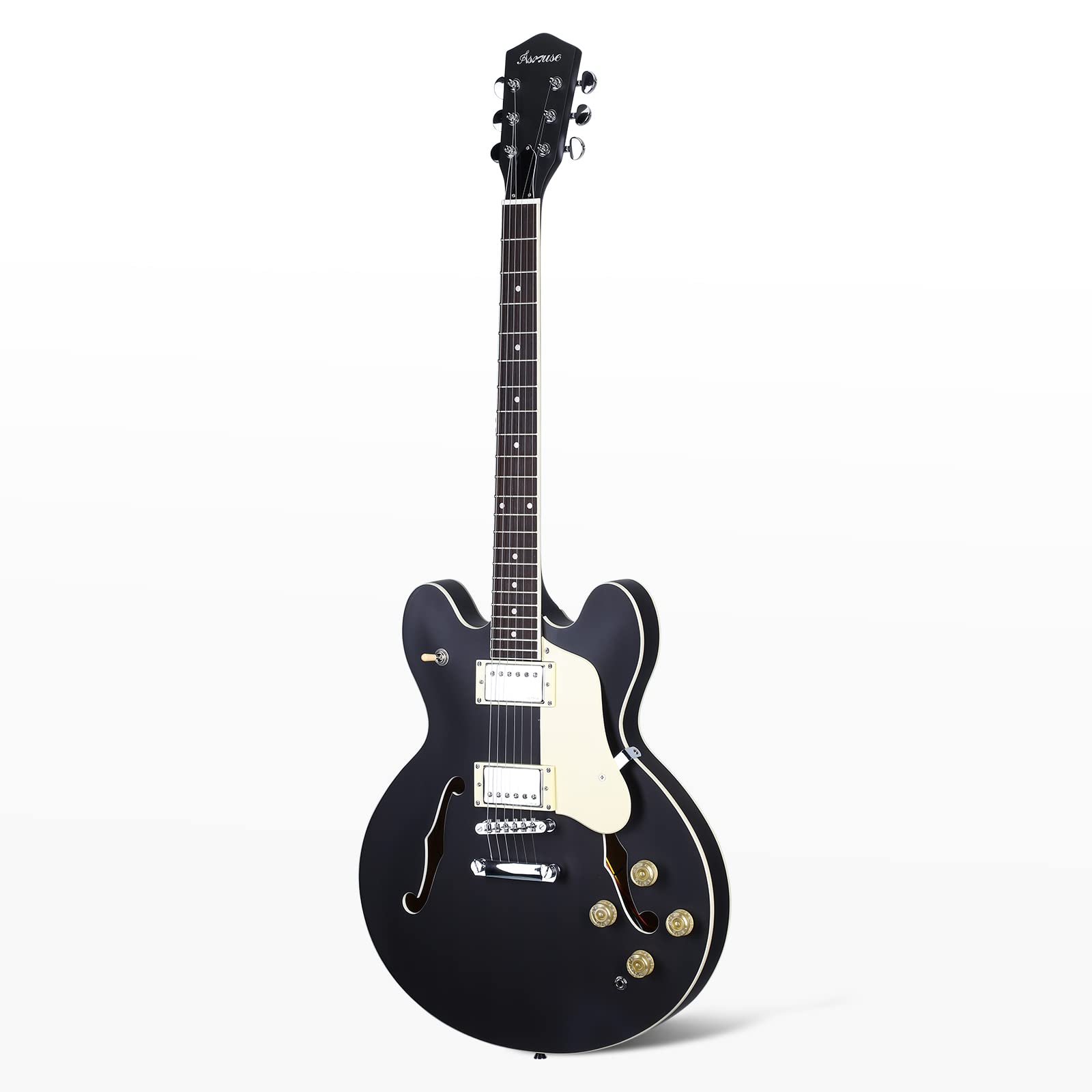 Photo 1 of Asmuse Semi-Hollow Body Electric Guitar, Jazz Guitar with F-Hole, 6 String Full Size Electric Jazz Guitar (Black)