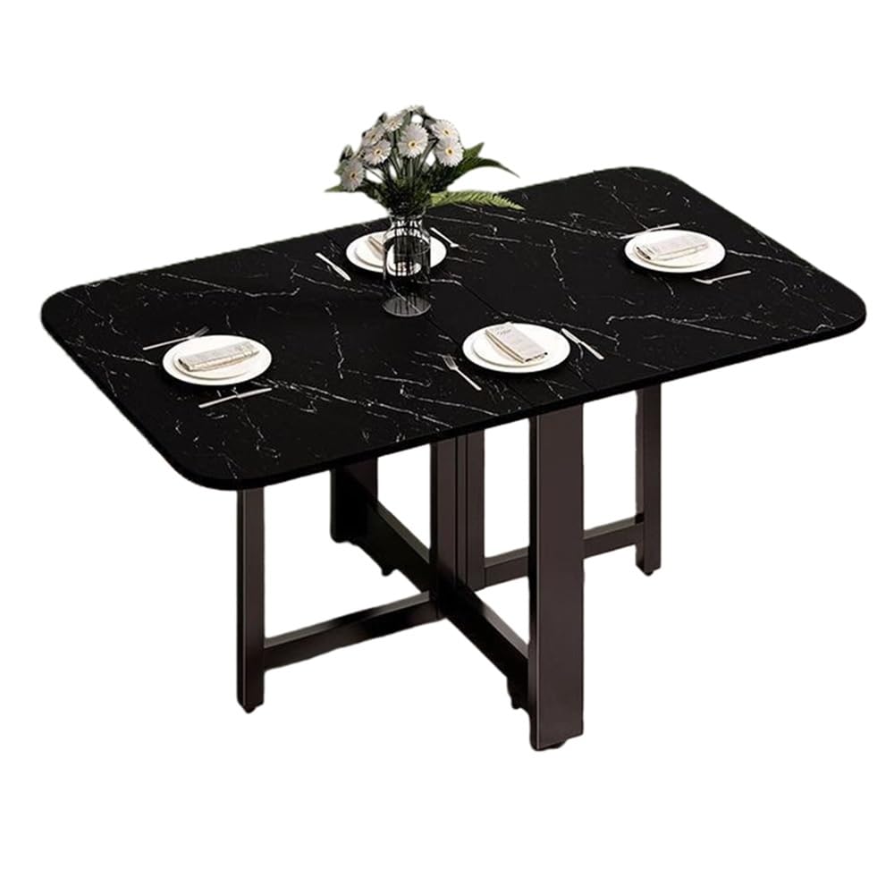 Marmurowy stół do jadalni 140 cm rozkładany drewniany stół konsolowy do kuchni biały składany design do użytku wewnątrz (140 x 80 cm) - eleganckie meble domowe