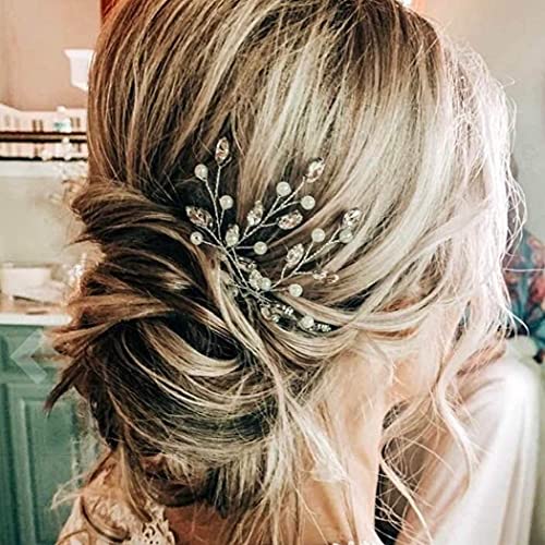 Earent Bride Wedding Hair Pins Bridal Pearl Hair Accessories Crystal Hair Piece Headpiece For Women And Girls (Pack Of 3) (A-Silver) #TOP7
