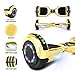 Electric Hoverboard Smart Self Balancing Scooter Hover board Built-in Speaker LED Wheels Side Lights for kids- Safety Certified (-Chrome Gold)