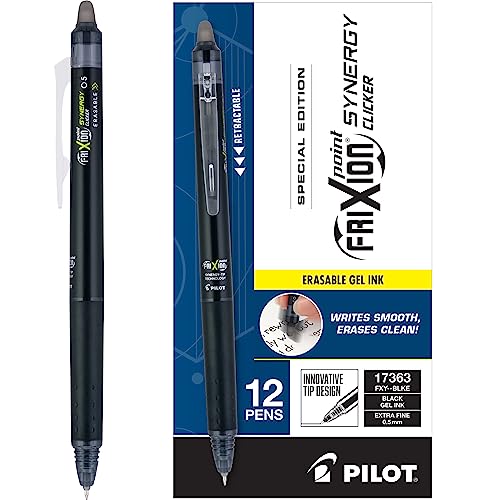 Stylos Pilot FriXion Synergy rétractables avec encre gel thermosensible effaçable noire