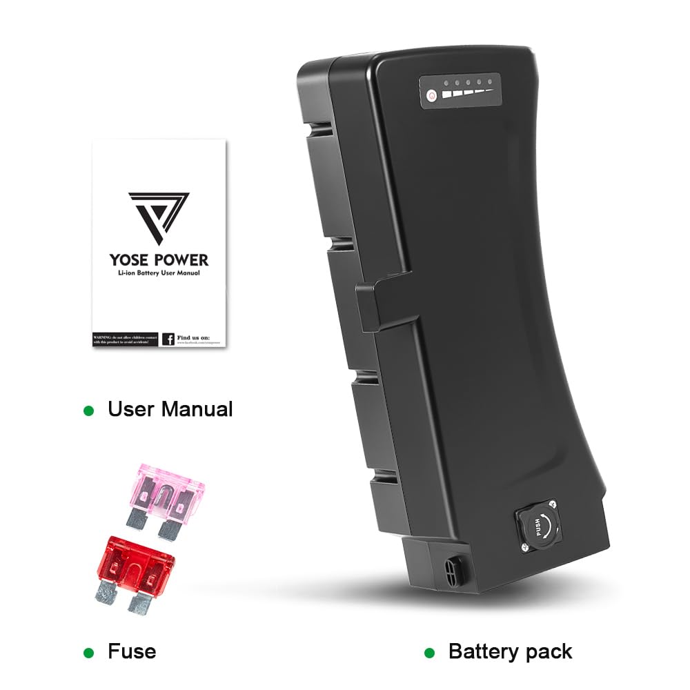 YOSE POWER E-Bike Akku 36V 11.6Ah/12.8Ah/13Ah/16Ah SideClick Batterie für 36V 350W-1000W Motor für Prophete, Zündapp, Kreidler Ebike