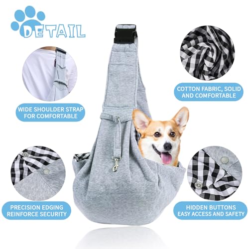 Transporttasche für Hunde, FePen Hundetragetasche bis 6.5kg, Tragetuch Haustier Verstellbar, Schultertasche für Kleine Hunde, Hundetasche für Spaziergänge und Aktivitäten im Freien (Grau)