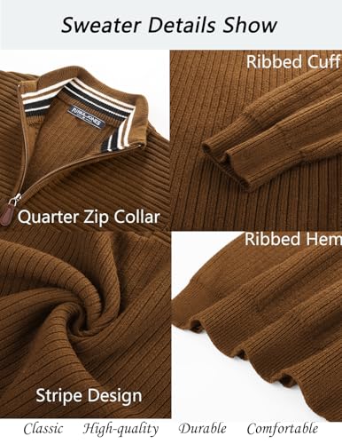 PJ PAUL JONES Mens Quarter Zip Sweater Long Sleeve Casual Pullover Knitted Textured Dress Sweaters2