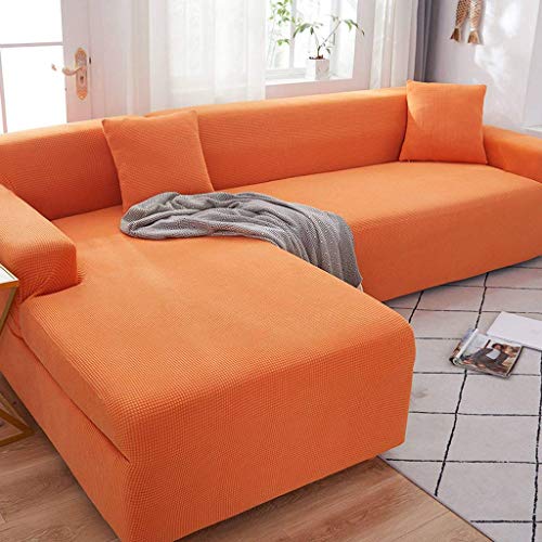 Funda de sofá en forma de L de 5 plazas, tela elástica, lavable, protector de sofá de 3 plazas + 3 plazas, color fácil de instalar