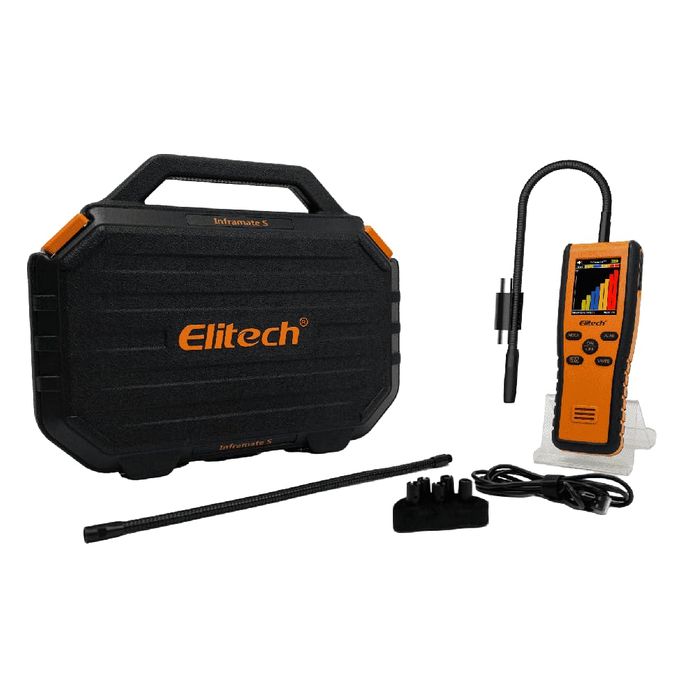 Elitech Inframate D - Detector de fugas de refrigerante con sensor infrarrojo, pantalla Tft, diodo calentado y batería recargable, buscador de fugas Sniffer Hvac profesional para gas climatizador