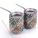 Wine Tumbler with Lid,2 Pack 12oz Stainless Steel Insulated Wine Glasses,Unbreakable Stemless Wine Beverage Cup with Straws and Brush for Champagne,Cocktails,Coffee,Drinks,Party,Travel,Gift (Rhombus)
