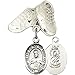 Sterling Silver Baby Badge with Scapular Charm and Baby Boots Pin 1 X 3/4 inches