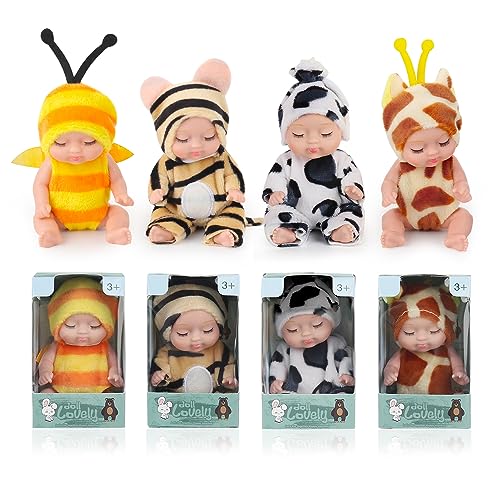 Fiotha Muñecas Mini Reborn, Bebés de Silicona, Muñeca BEB, Realista Muñecas Reborn Bebé Silicona Suave Vida Real Muñecas Bebé, Suave al Tacto, Muñecas para Niñas, para Niños y Niñas