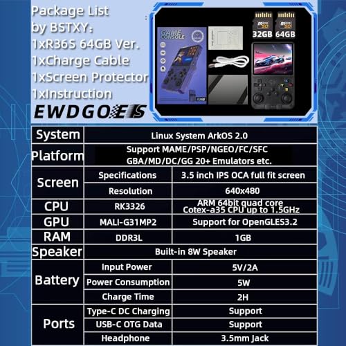 New World R36S Handheld Game Console 3.5 inch Retro Handheld Video Games Consoles Built-in Rechargeable Battery Portable Style Preinstalled Hand Held Game Consoles System 6 51KsWTXt4sL