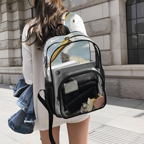 Heron Sea Sit Clear Backpack, PVC Transparent Bag with Large Capacity for Boys, Girls, Men, Women, See Through Bookbag for School Work College Travel4