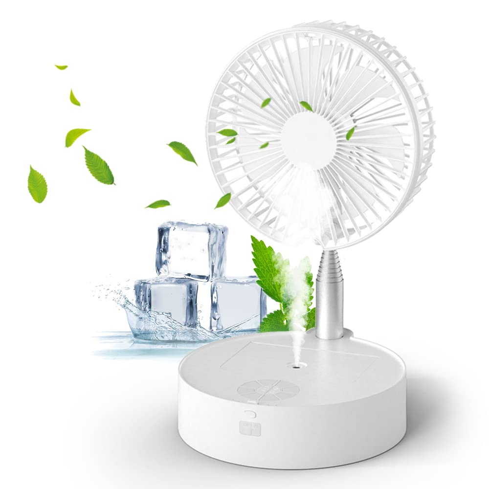 Generico Ventilatore Pieghevole Con Umidificatore Spray 89cm Oscillante 140 - Telecomando Silenzioso Ricaricabile per Ufficio Campeggio