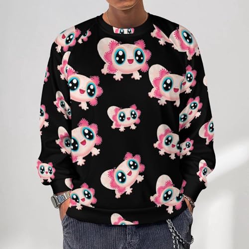 Cute Axolotl Men's Crewneck Sweatshirt Pullover Long Sleeve Casual Tops2