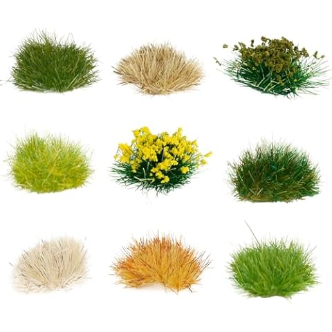 Warmtree 126 Pcs Static Grass Bushy Tufts Lowland Shrubs Tuft Terrain Model Kit for Train Landscape Railroad Scenery Sand Military Layout Model Miniature Bases and Dioramas Cover