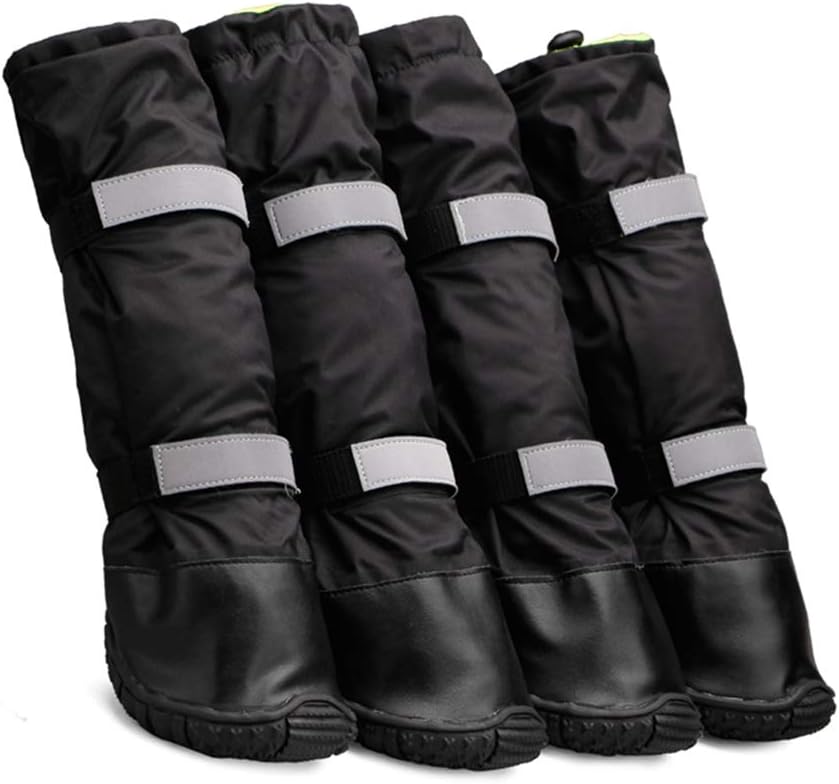 POPETPOP 4PCS Anti Slip Pet Snow Boots Waterproof Protective Shoes Dog Rain Booties Size XS (Black)