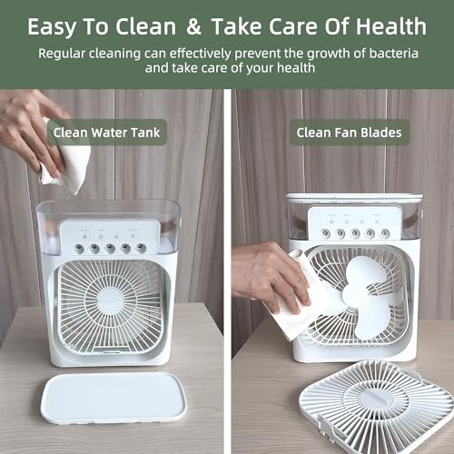 Image of Mini Cooler for Room Cooling AC Portable Mini Fan Artic Cooler with 7 Colors LED Light, 1 /2 /3 H Timer, 3 Wind Speeds and 3 Spray Modes for Office,Home,Dorm,Travel
