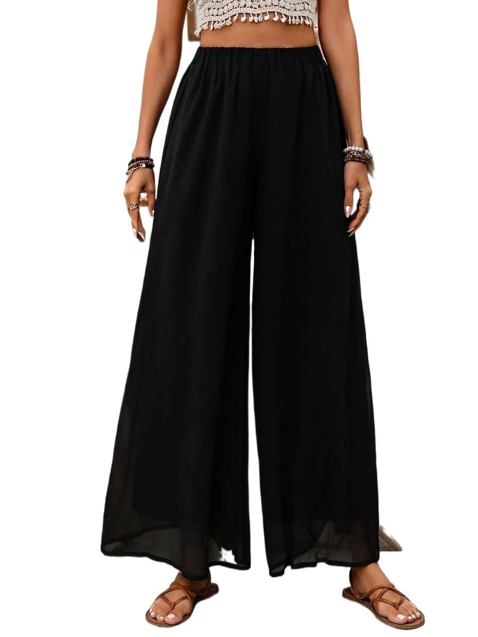 RAISER Womens Business Work Casual Pants Womens Solid Color Casual Wide Leg Long Pants