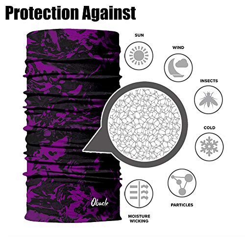 Obacle Face Mask For Sun Dust Wind Protection Breathable Seamless Face Mask Headband Bandana For Men Women Thin Neck Gaiter For Motorcycle Fishing Hunting Outdoor (Pure Black Purple) #TOP7