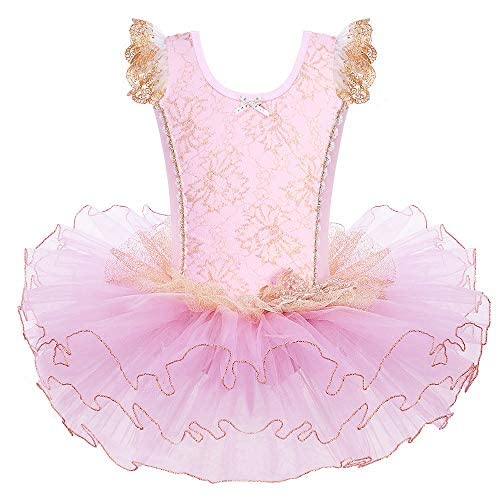 HUAANIUE Mädchen Kinder ärmellos Ballettrock Kinder Mädchen Ballett Sweatshirt mit Tüll Rock 3-7 Jahre (B156-Rosa, 4-5 Jahre)