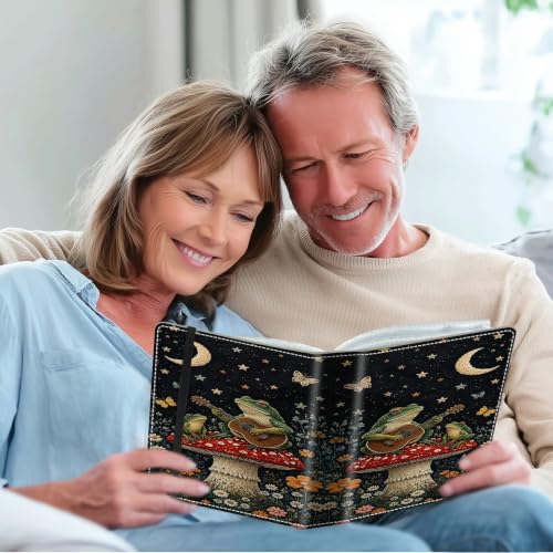 Image of Photo Album 4x6 120 Photos with Strong Elastic Band, Frog Guitar Night | Large Capacity Premium Leather Picture Album, Portable Wallet Albums Photo Book for Family Anniversaries Wedding Baby