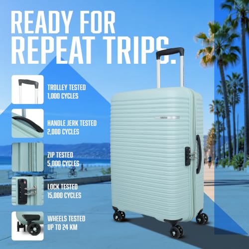 Image of American Tourister Liftoff+|Large Size Check-in Spinner Trolley Bag (79 cm) for Travel|360 8 Wheel Travel Luggage|Hard Case Polypropylene (PP) Suitcase|Mounted TSA Lock|Seafoam Blue