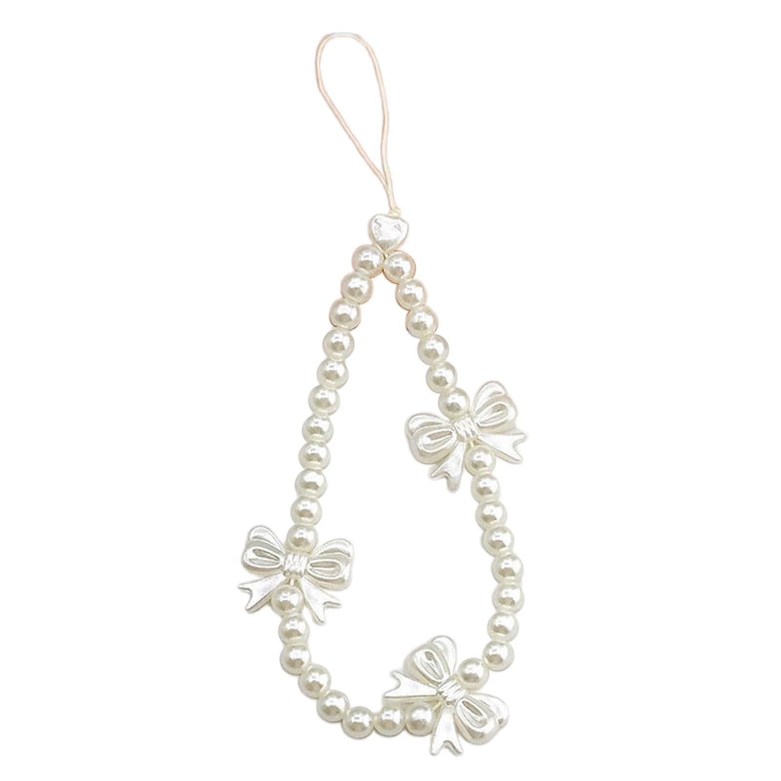 XuQiZZpp Trendy Phone Charm Aesthetic Phone Chain Pearls Beaded Phone Strap Bowknot Phone Jewelry Great for Phone Keys Bags