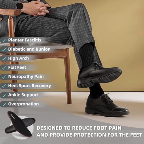 Orthopedic Business Leather Dress Shoes - Arch Support Formal Wingtip Oxford Patent Shoe for Men- Plantar Fasciitis Cap Toe Comfortable Lace Up Oxfords for Tuxedo for Foot Pain Relief4